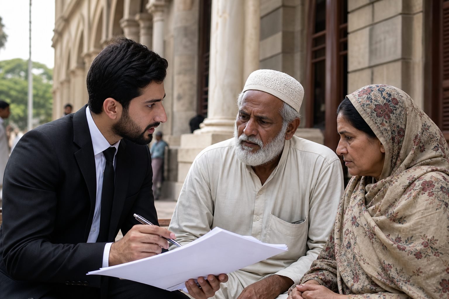 AI-generated realistic Pakistani legal aid consultation scene